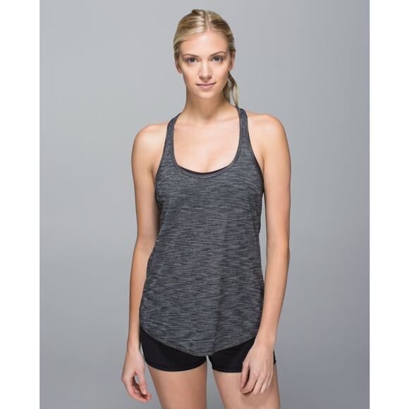 Lululemon 105 F Singlet Tank Top Size 8 Heathered Grey Black Lightweight Loose - Picture 1 of 7